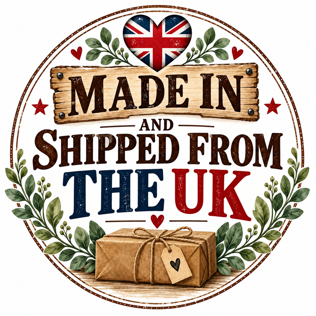 Made in and shipped from the UK badge